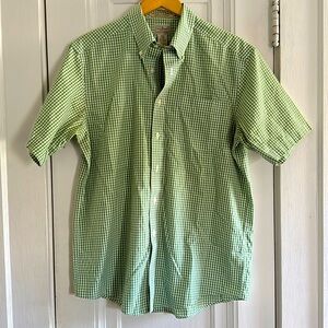 Men's Wrinkle-Free Kennebunk Sport Shirt Short-Sleeve Green Gingham Check